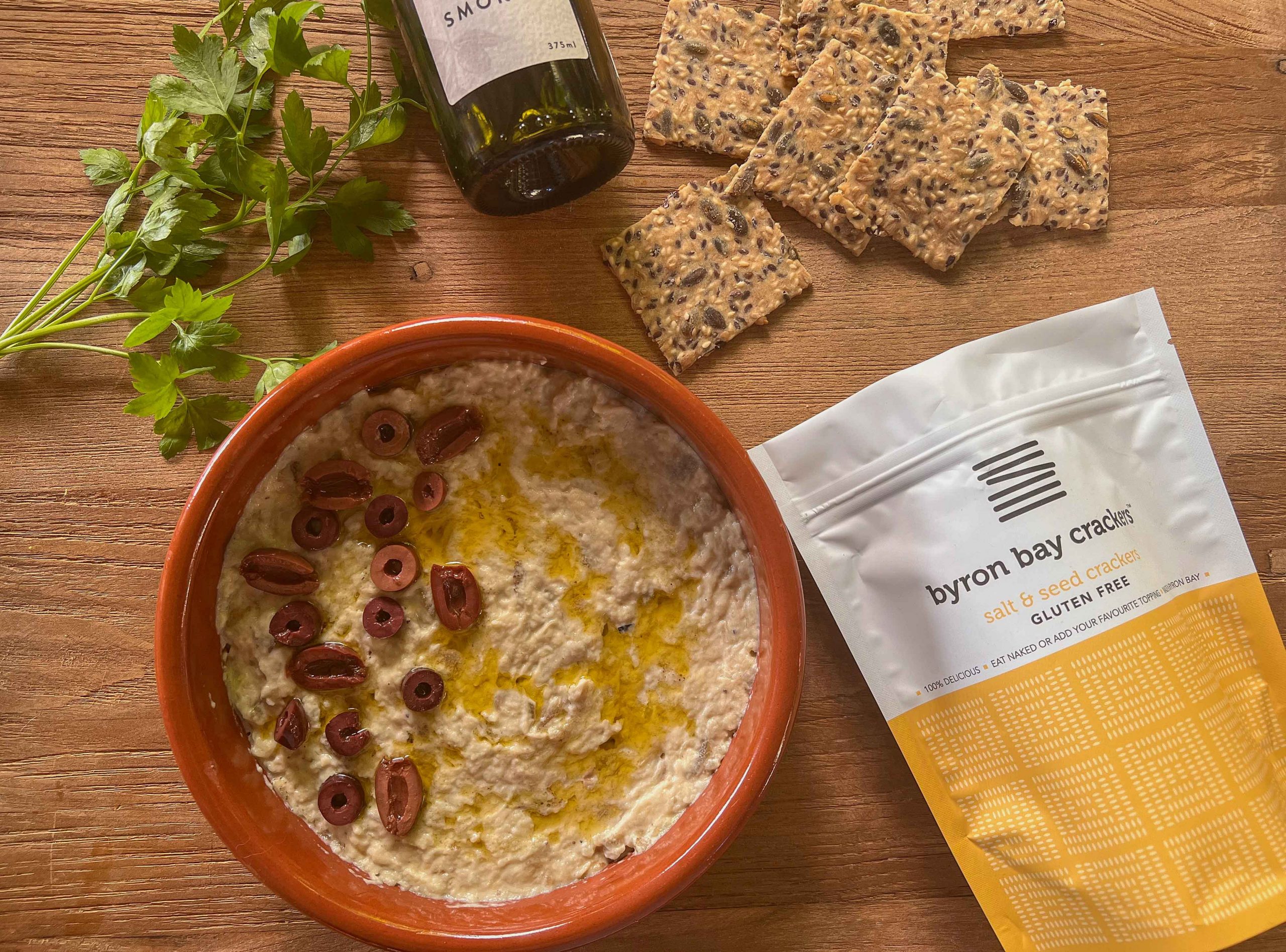 Gluten Free Crackers and Baba Ganoush